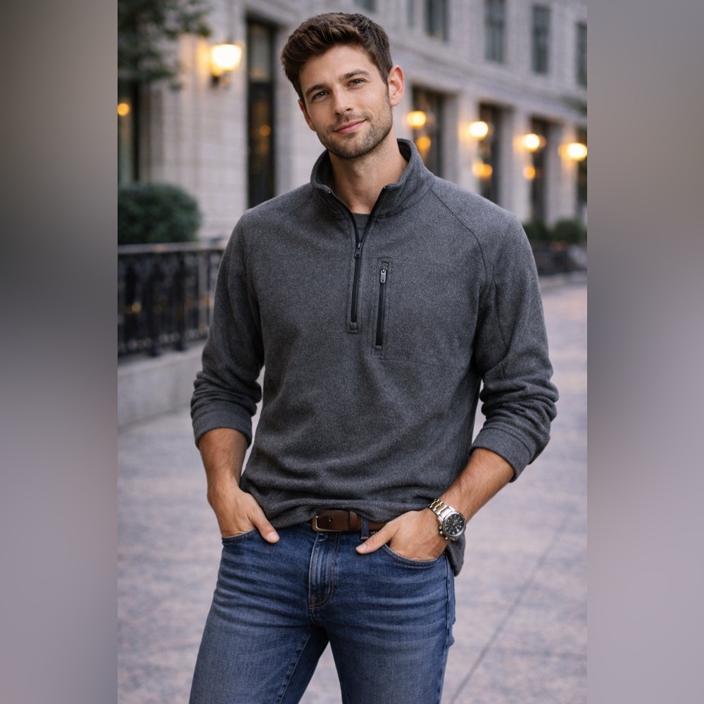 L.L. Bean Men's Dark Gray Quarter-Zip Pullover